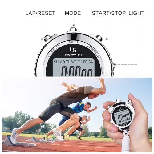 LAOPAO Melt Stopwatch, Clock Daily Rainproof Digital Timer for Sports Match,Competition,Coach,Referee,Training,Timing - color: 2 Lap-backlit