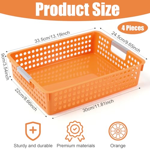 4 Pack Turn in Trays Classroom, Paper Trays, Orange