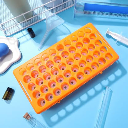 Totority Test Tube Rack 50-Slot Tube Storage Organizer Polypropylene Test Holder for Chemistry Labs Lab Organizer for Scientific Research Industrial Use Food Service 9.64 X 4.92 X 1.85 in