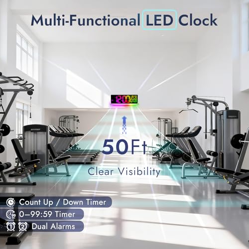 16.5" Large Digital Wall Clock for Classroom, Sync Screen RGB Backlight