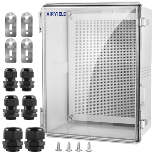 Waterproof Outdoor Project ABS Plastic Junction Box IP67 Weatherproof Dustproof Enclosure with Hinged Cover, Mounting Plate,Wall Brackets for Power Project (Clear,17.7"x13.8"x7.9") - color: Transparent Cover, size: 17.7"x13.8"x7.9"