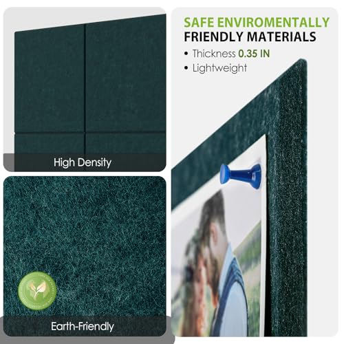 MaxGear Felt Bulletin Board 36" x 24", Dark Green Felt Wall Tiles Push Pins - color: Dark Green, size: 36" x 24"