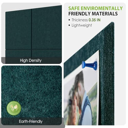 MaxGear Felt Bulletin Board 36" x 24", Dark Green Felt Wall Tiles Push Pins - color: Dark Green, size: 36" x 24"