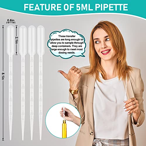 moveland 200Pcs 5ML Dropper Pipettes Plastic for Lab Science, Essential Oil - size: 5 ML