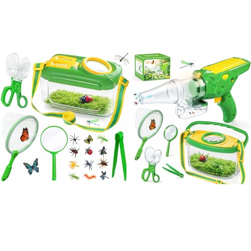 Bug Catcher for Kids, Bug Vacuum Catching Kit with Bug Collector Butterfly Net Magnifying Glass Bugs Grabber Insect Catcher Tweezers, Outdoor Explorer Toys Gift