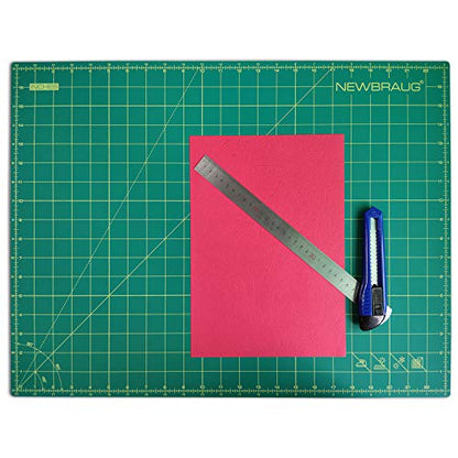 NEWBRAUG 18'' × 24'' Perfect Self Healing Cutting Mat, Non-Slip Gridded Rotary Cutting Board, Necessary for Quilting, Sewing, Craft, Fabric & Scrapbooking(Green/Black) - size: 24"L x 18"W