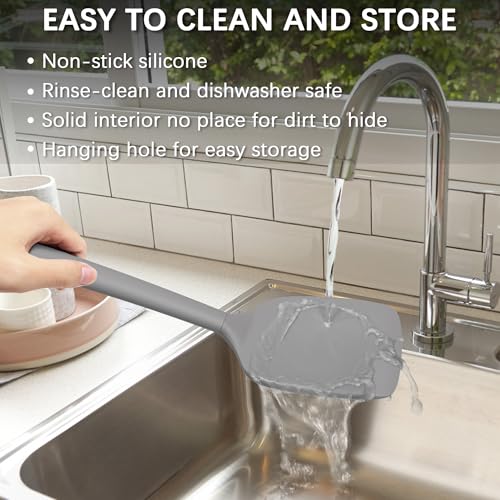 Coukre 2 Pack Silicone Spatula Set,High Heat Resistant, BPA-Free - color: PureGray-A