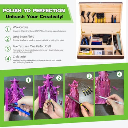 3D Printing Tool Kit with Deburring Removing Scrapers Tools for Bambu Lab - style: Wooden crate - Master 3D