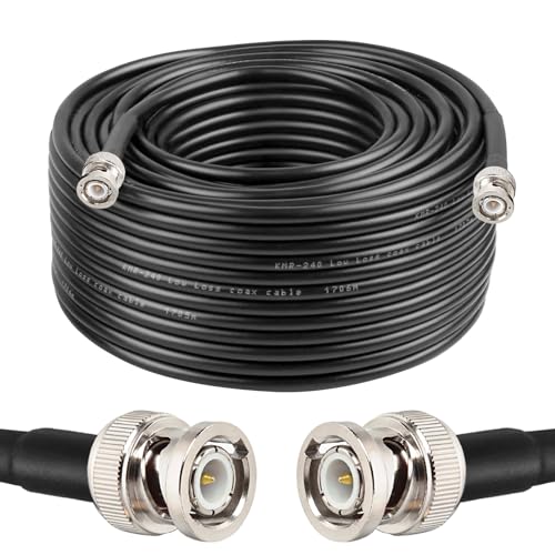 MOOKEERF BNC Cable 150ft,Low Loss KMR240 BNC Male to Male Coax Cable 50 Ohm for Antennas, RF Radios, Modems, Oscilloscopes, Spectrum, Signal Generator, etc - size: 150FT