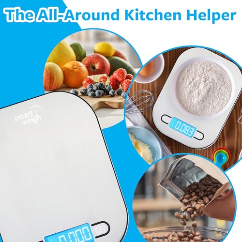 Smart Weigh Stainless Steel Kitchen Scale, 11 lb x 1g, Nutrition Tracking - color: Stainless Steel