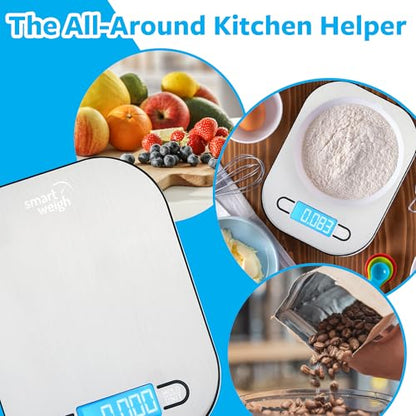 Smart Weigh Stainless Steel Kitchen Scale, 11 lb x 1g, Nutrition Tracking - color: Stainless Steel
