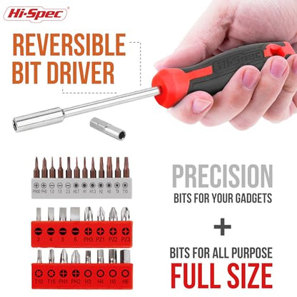 Hi-Spec Household Starter Tool Kit with Compact Carry Toolbox, Red - color: Red