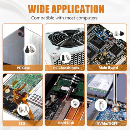 mankk 23 Sizes M.2 Computer Screws Motherboard Standoffs Laptop Screws for Motherboard,HDD Hard Drive,SSD,PC Case,PC Fan,ATX Case,CD-ROM - color: Multi-201PCS