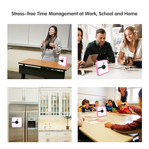 TWENTY5 SEVEN 7.5-Inch Visual Timer, Battery-Free 60-Minute Countdown Clock - color: Pink
