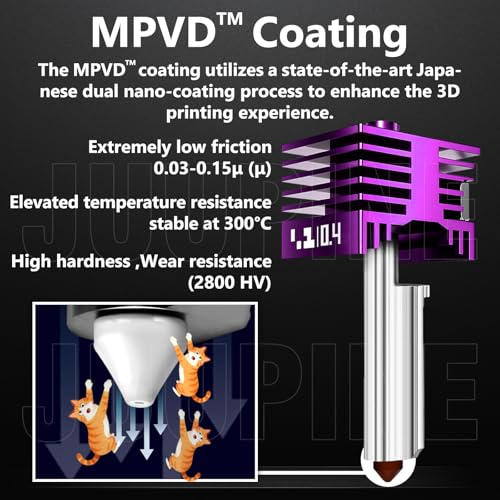 2PK MPVD Hotend 0.4mm for Bambu Lab X2D/P2S H2/A1 Series Nozzle Upgrade Nano-Coating Anti-Stick Filament High Hardness 2800HV for Bambu lab X2D P2S Nozzle Bambu Lab H2S Hotend - color: 2 PK 0.4mm Hotend Kit