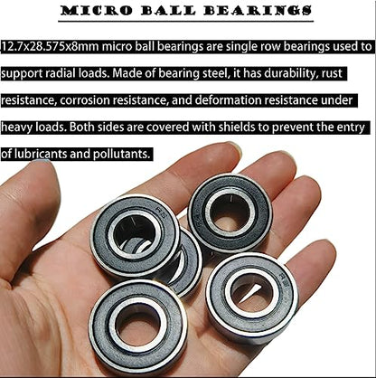 Tonmp 10 PCS R8-2RS 1/2 inch Bore Double Rubber Sealed Roller Ball Bearing 1/2 x1-1/8 x5/16 Inch ABEC3 Precision Small Ball Bearing for Electric Motor, Wheels, Home Appliances, Garden Machinery