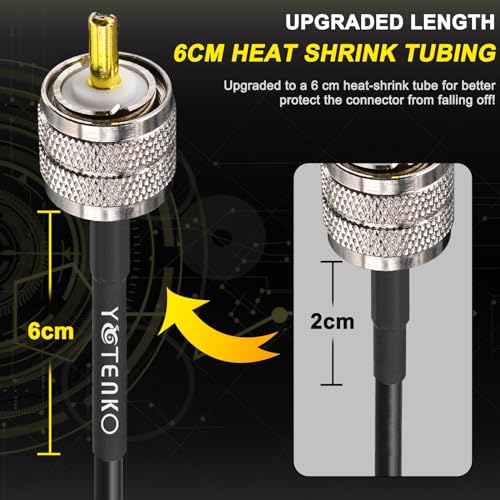 CB Coax Cable 16.4ft, RG58 Coaxial Cable PL259 UHF Male to UHF Male - color: 1-Pack PL259 Cable, size: 16.4ft