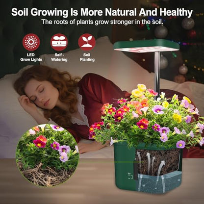 2-Pack Indoor Planting System Smart Soil Growing Kit with 17-W LED Grow Light Automatic Timed Watering Planters Gift for Friends/Women (No Seeds&Soil) - color: Christmas