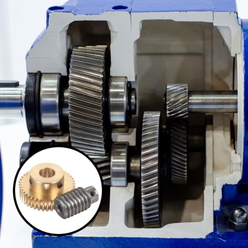 uxcell Worm Gear Set 40T 1 Module 40:1 Reduction Rate, 10mm/6mm Bore - size: 10mm/6mm Bore (1Mod 40T)