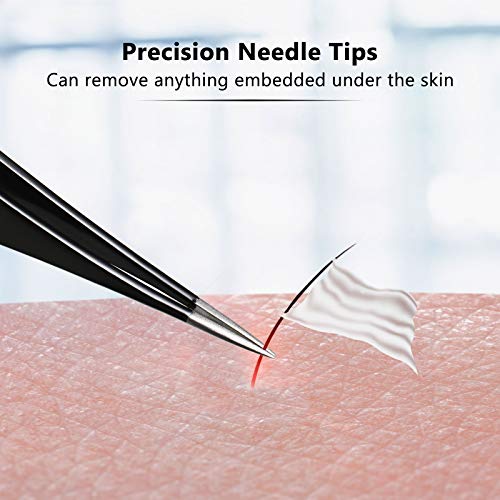Mudder 3 Pcs Pointed Tweezers Ingrown Hair Eyebrow,Black - color: Black