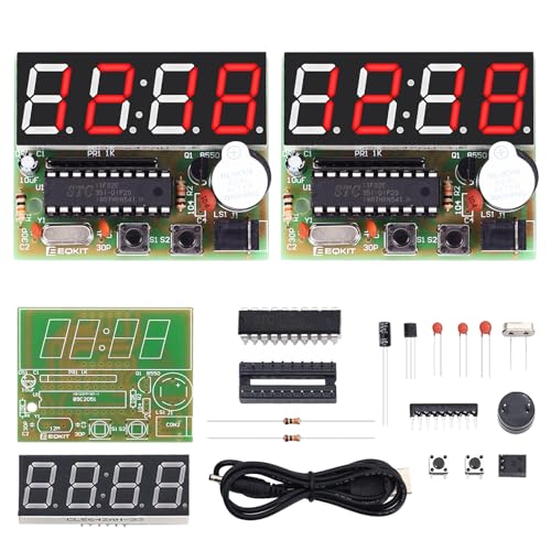 2 Pack, MiOYOOW 4-Digit Digital Clock Kits with PCB, DIY Alarm Clock Soldering Project Kit for Learning Electronics Soldering Practice with English Instructions - color: 2 Pack-4 Digit Clock Kit(0.56 Inch)