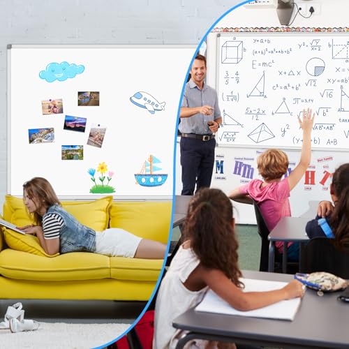 Lockways Large 72" x 40" Magnetic Dry Erase Board, White Board Wall Mounted - color: Silver, size: 72"W x 40"H