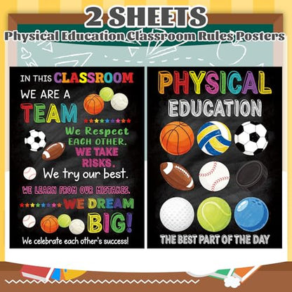 COCHIE Physical Education Sports Posters Set for Classroom Decorations, Back to School Gym Class Rules Poster Wall Decor for Primary Elementary Middle High School Teacher Must Haves - 14 4/5"x11" - style: Ball Sports