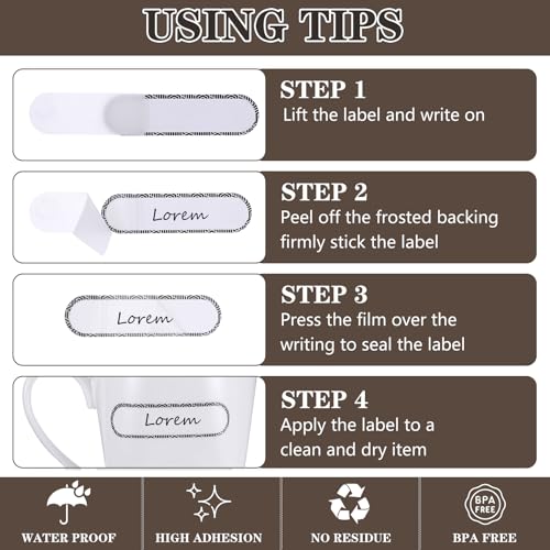 Ymapinc Waterproof Name Stickers to Write on, 160Pcs Waterproof Labels for Bottles Reusable Easy Peel Off Water Proof Labels Self Laminating Name Sticker
