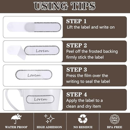Ymapinc Waterproof Name Stickers to Write on, 160Pcs Waterproof Labels for Bottles Reusable Easy Peel Off Water Proof Labels Self Laminating Name Sticker