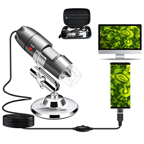 USB Digital Microscope Compatible with Android Windows Linux Mac - color: Gray