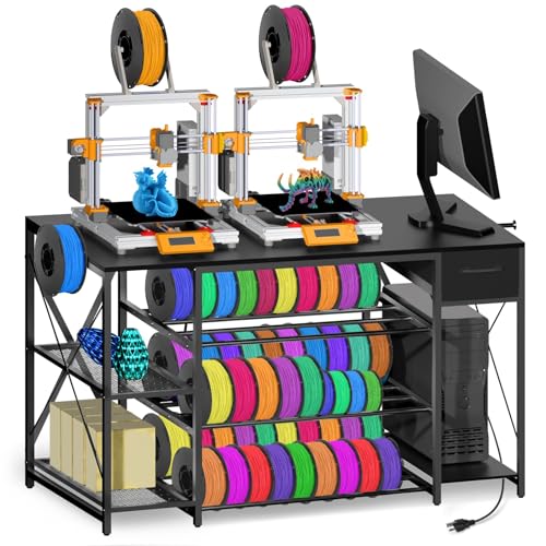 3D Printer Stand with Filament Storage, 4-Tier Heavy Duty Printer Table - color: Black