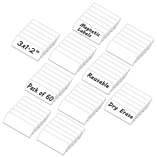 Dry Erase Magnetic Labels-60 PCS Blank White Reusable Name Magnets - color: Blank White