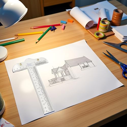 Clear Acrylic T-Square Ruler, T Square Ruler, Drafting Tools, Drafting T, T Transparent for Crafting and Drafting,Education and Crafts (6 Inches)