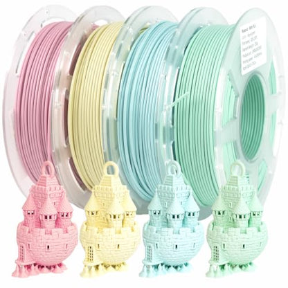 Gratkit Matte PLA Filament 1.75mm 4*250g, PLA Matte Blue,Pink,Yellow,Green - color: Matt-blue,pink,yellow,green