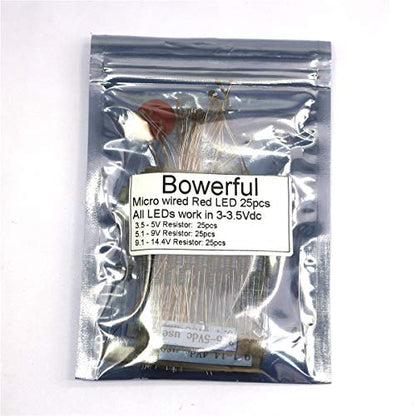 25pcs Pre-soldered Micro Litz Wired Leads Red SMD Led 0603 + Muti-Resistor New - color: (4)Red, size: 25pcs