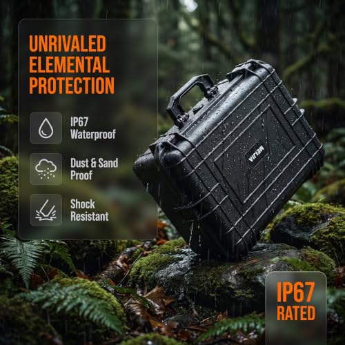 MEIJIA Portable Waterproof Protective Hard Case, Camera Case with Customizable Fit Foam Inserted,Fit Use of Drones,Camera,Equipments, Elegant Black (22.4"X16.73"X8.46") - size: 22.4" x 16.73" x 8.46"