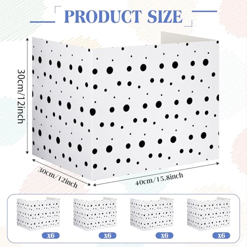 24 Pcs Privacy Folders for Students Testing, Black Dots, Black White - color: Black White, style: Black Dots