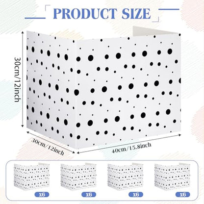 24 Pcs Privacy Folders for Students Testing, Black Dots, Black White - color: Black White, style: Black Dots