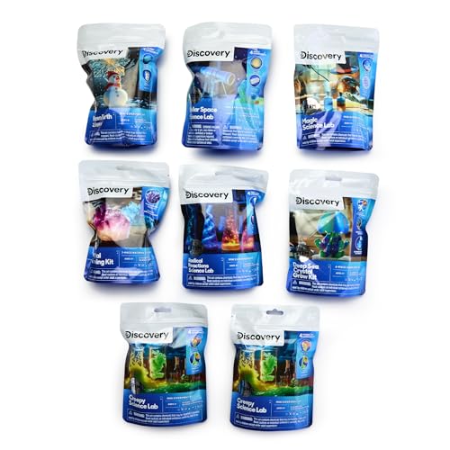 Discovery Mini Science Kit 8-Pack, 32 STEM Science Experiments for Kids, Chemistry, Crystal Growing, Slime, Magic, Space, Creepy, Frozen Activity Sets, Educational Learning Toy, Boys Girls Gift Age 8+