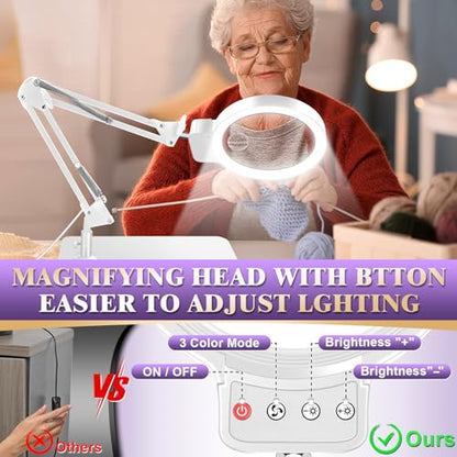 30X 10X Large Magnifying Glass with Light and Stand,Lighted Magnifier - color: White