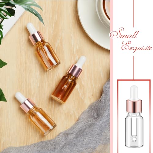 Didaey 100 Pcs Mini Glass Oil Dropper Bottle, 10 ml, Rose Gold - color: Rose Gold, size: 10 ml