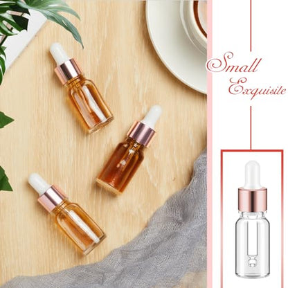 Didaey 100 Pcs Mini Glass Oil Dropper Bottle, 10 ml, Rose Gold - color: Rose Gold, size: 10 ml
