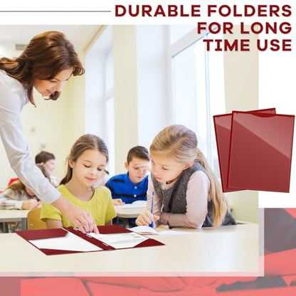 Henoyso 36 Pcs Plastic Folder with Clear Front Pocket, Burgundy - color: Burgundy