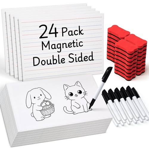 GAMENOTE 24 Pack Magnetic Dry Erase Lap Boards, Lined and Blank, 9 x 12 in