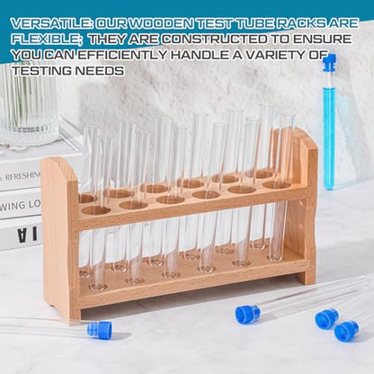 CroBlissful Wooden Test Tube Rack Accommodates Multiple Tubes up to 28mm 10.2" Wide Laboratory Wood Construction Test Tube Holder(1 Pcs,12 Holes) - style: 12 Holes