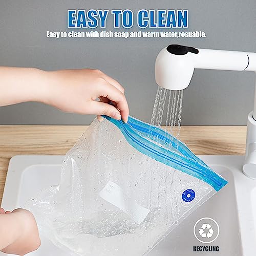 Sous Vide Bags,20pcs Reusable Vacuum Sealer Bags Kit,15 Mixed Sizes BPA Free Zipper Bags for Food,4 Sealing Clips,1 Hand Pump for Food Storage and Sous Vide Cooking - size: mixed size bags with hand pump