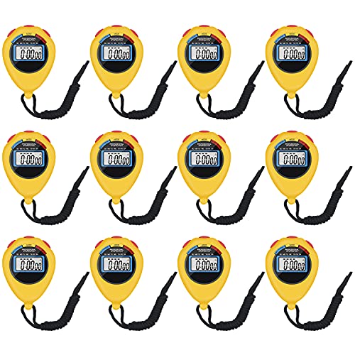 12 Pack Multi-Function Electronic Digital Sport Stopwatch Timer, Large Display with Date Time and Alarm Function,Suitable for Sports Coaches Fitness Coaches and Referees