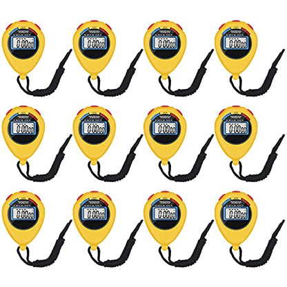 12 Pack Multi-Function Electronic Digital Sport Stopwatch Timer, Large Display with Date Time and Alarm Function,Suitable for Sports Coaches Fitness Coaches and Referees
