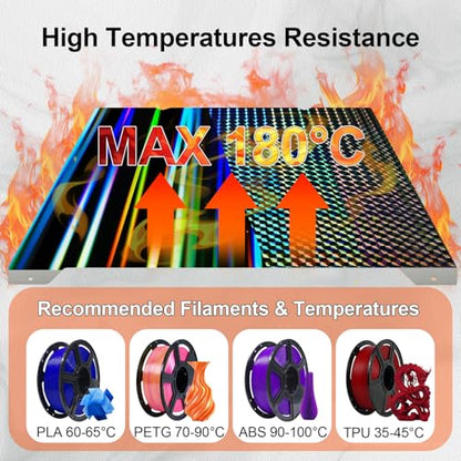 IdeaFormer-3D Smooth H1H Build Plate for Creality K1 Max, Ender 3 V3 Plus Double Sided Rainbow Streak+Phantom H1H Spring Steel Bed Plate Flexible K1 Max Sheet 315x310 mm No Magnetic Plate - color: Rainbow Streak+Phantom H1H