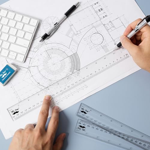 Mr. Pen- Plastic Rulers, 24 Pcs, 6 Inch & 12 Inch, Easy-to-Read Markings - color: Clear, size: 12 Pack 12 Inch and 12 Pack 6 Inch